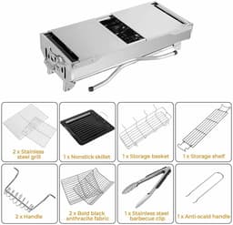 Seth Select Houtskoolgrill - Draagbare Houtskoolgrill RVS – Opvouwbare BBQ Camping Grill met Zijvleugels - Antiaanbak Rooster & Verstelbare Ventilatie — thumbnail 5