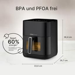 Heteluchtfriteuse met Stoom - Airfryer Dubbele Weerstand - Gezond Koken - Stoomfunctie voor Sappigheid - 6 Liter Capaciteit - Zwart Inox — thumbnail 4