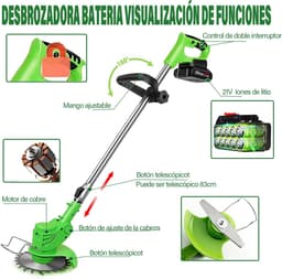 Elektrische Grasmaaier - Draadloze Trimmer - Tuinonderhoud - Verstelbare Telescoopsteel - 15 cm Snijbreedte - Groen — thumbnail 5