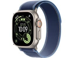 Apple Watch Ultra 3 Cellular 49mm Natural Titanium Case with Blue/Bright Blue Trail Loop - S/M