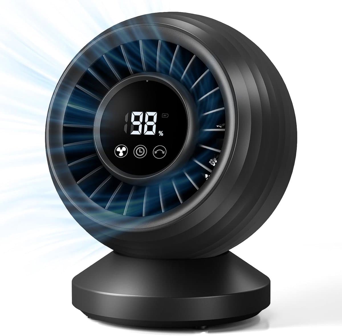 Bureauventilator – Stil, 120° Oscillatie, LCD Display, 8 Snelheden, 12000 mAh Accu — afbeelding 1
