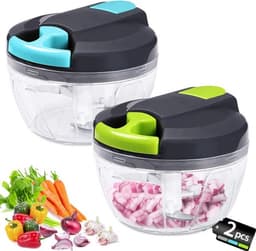 Handmatig hakmolen-520 ml Mini Uienhakker-Uiensnijder Keuken-3 Roestvrijstalen Messen-Groentesnijder-2 stuks — thumbnail 4