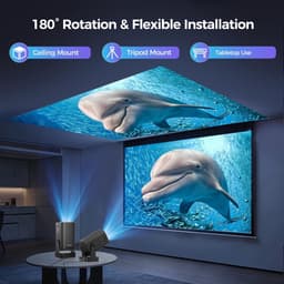 Mini Beamer 4K Ondersteuning – Native 1080P Projector met Android TV, Autofocus & Keystone, WiFi 6 & Bluetooth 5.4, Draagbaar met 180° Rotatie en Speaker — thumbnail 2
