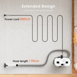ELVENTO Tapijtreiniger machine - Vlekkenreiniger - Bank reiniger - Carpet cleaner - Wit - 13,5 kPa zuigkracht - Dubbel tanksysteem — thumbnail 2