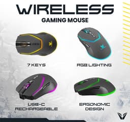 VX Gaming Phoenix - Gaming muis - Draadloze muis - Bluetooth - 2.4 Ghz - RGB - 4.800 DPI - 7 Knoppen - Zwart — thumbnail 4