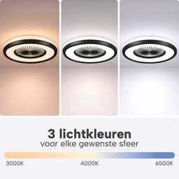Slimme Plafondlamp met Ventilator – Plafondventilator met App en Afstandsbediening - 4800 Lumen - RGB - 6 Snelheden - BREND BR-2253 — thumbnail 3