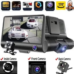 Ausha Dashcam 3 Camera’s – Full HD 1080P – Voor/Interieur/Achter – 4” LCD – Nachtzicht – Parking Mode – G-Sensor – Auto Recorder — thumbnail 1