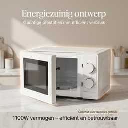 Magnetron – 20L – 1100W – 8 automatische kookprogramma's – 5 vermogensstanden – Digitale timer – Draaiplateau Ø255 mm – Wit — thumbnail 5
