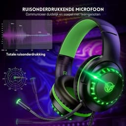 StayPowered Gaming Headset - Ultiem Geluid & Comfort - Noise Cancelling Microfoon - Surround Sound - Multi-platform Compatibel - Plug & Play - Ergonomisch Design - LED Verlichting - Zwart/Groen - Levering Sneller dan Aangegeven! — thumbnail 3