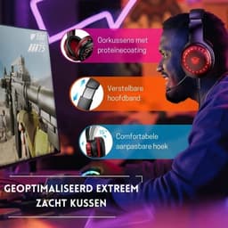 StayPowered Gaming Headset - Ultiem Geluid & Comfort - Noise Cancelling Microfoon - Surround Sound - Multi-platform Compatibel - Plug & Play - Ergonomisch Design - LED Verlichting - Zwart/Rood - Levering Sneller dan Aangegeven! — thumbnail 2