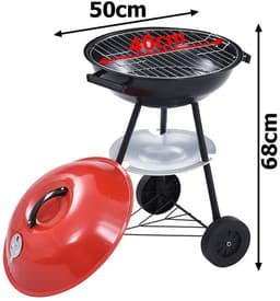 Ronde Houtskool Barbecue met Deksel & Wieltjes – Vergrendelbaar & Draagbaar! bbq grill - barbecues - barbecue accessoires - barbecue houtskool - barbecue hoes - 51840 — thumbnail 5