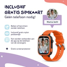 LEROYS - GPS Horloge Kind - Kinder Smartwatch - Android en iOS - Oranje - Incl. Simkaart — thumbnail 3