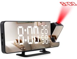 Premes - Wekkerradio met Projectie - Zwart - AM/FM - Op Netstroom - Digitale Klok - Wekkerradio’s - Projectiewekker - Wekker met Projectie - Klok Digitaal - Klokje - Klokken — thumbnail 1