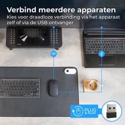 Nuvance Draadloze Muis - Bluetooth - Stil - Laptop & Gaming - Draadloos - Computermuis - Links & Rechtshandig - Zwart — thumbnail 2