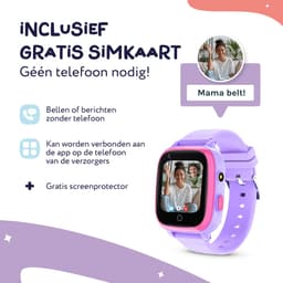 LEROYS - GPS Horloge Kind - Kinder Smartwatch - Android en iOS - Paars - Incl. Simkaart — thumbnail 3