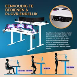 Casaria Zit Sta Bureau Elektrisch Verstelbaar 160x75cm Headset, Drankjes en Kabelhouder Zwart Gaming — thumbnail 5