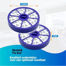Fixem Geschikt voor Dyson Stofzuiger Filter DC04 DC05 DC08 DC19 DC20 DC29 – Vervangt 90022801 – HEPA Voorfilter – Alternatief Stofzuigerfilter – 152x29x152mm - Filter rond - Filter paars - 2 Stuks — thumbnail 5