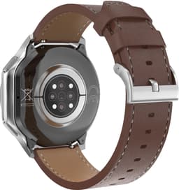 Knobbout 1.43" Scherm AMOLED-scherm met 3D-ontwerp Smartwatch - Slimme opnamefunctie- 4 GB interne opslag - MP4-video-ondersteuning - Nieuwste ATS3085S Gen 2-chipset - Ingebouwde kompasfunctie - Bruine lederen + blauwe siliconen horlogeban — thumbnail 3