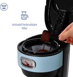 Westinghouse Retro Filter-koffiezetapparaat – Filterkoffie – Herbruikbaar Filter – 1,25L – 10 Koppen – 1000W – Blauw — thumbnail 4