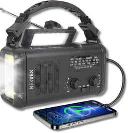 Nexvex® Pulse 1X Noodradio Powerbank 10000mAh - Solar Powerbank Zonneenergie - Noodpakket - Survival Kit Kamperen - Militaire Zaklamp LED Oplaadbaar - Draagbare Radio Wandelen - Leeslamp - Nood Kompas - Opwindbaar - Zonnepaneel - Noodrantsoen - Zwart — thumbnail 1