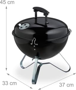 Houtskoolbarbecue draagbaar - Ø 33,5 cm - met deksel - staal — thumbnail 2