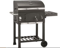Nyvore- American BBQ Set - Jaxon - Houtskool BBQ 3 delig - thermometer & RVS afwerking - Grill oppervlakte 61,5x46 cm - Zij panelen - Zwart