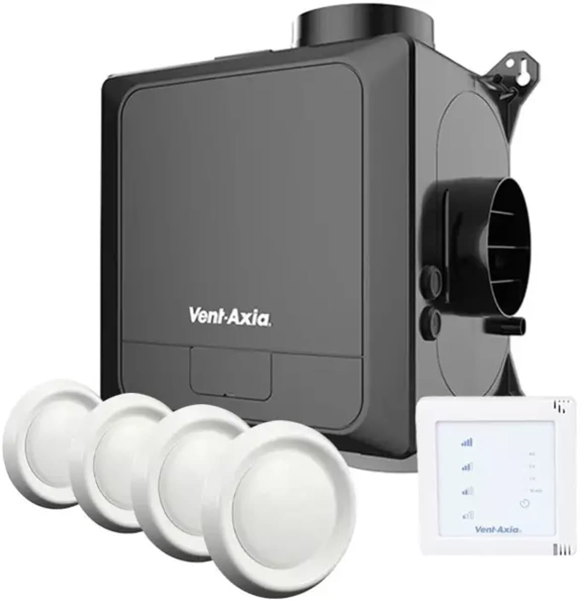 Vent-Axia Multihome BPD basis Pakket 300 m³/h + vochtsensor + RFT bediening batterij + 4 ventielen - perilex stekker — afbeelding 1