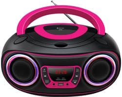 Denver Draagbare Radio CD Speler Kinderen - Bluetooth - Lichteffecten - Boombox - AUX - FM - TCL212BT - Roze