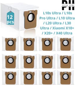 PolkaHome® 12 stuks stofzakken compatibel met Dreame L10s Ultra / L10s Pro Ultra / L10 Ultra / L20 Ultra / L30 Ultra / Xiaomi X10+ / X20+ / X40 Ultra – Grote capaciteit, stofzuiger stofzak, reserveonderdelen en accessoireset, stof zakken — thumbnail 2