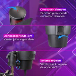 Nuvance Microfoon met Arm - Gaming Microfoon incl. Usb-c Converter - Microfoons met Ruisonderdrukking - Voor Pc en Console - Rgb — thumbnail 2