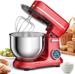 Keukenmixer - Keukenmachine - Foodprocessor - Keukenrobot - 1200W - OLED Touchscreen – 11 Snelheden – 5L RVS Mengkom – Elektrische Foodmixer - Rood — thumbnail 1