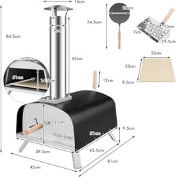 COSTWAY Pizza oven outdoor, draagbare pizza houtkachel incl. pizza schuiver en pizzasteen, hout pizza oven voor tuin camping — thumbnail 2