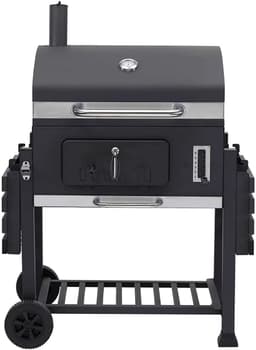 Barbecuewagen - Houtskoolbarbecue - BBQ - Smoker XXL - Houtskoolgrill - Met Wielen, Roestvrijstalen Handgreep, Kookrooster en Thermometer — thumbnail 4