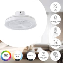 EGLO Vallonia Plafondventilator met lamp - Ø 48 cm - 3 snelheden - Instelbaar wit licht - RGB - Dimbaar - DC energy saving - Wit — thumbnail 5