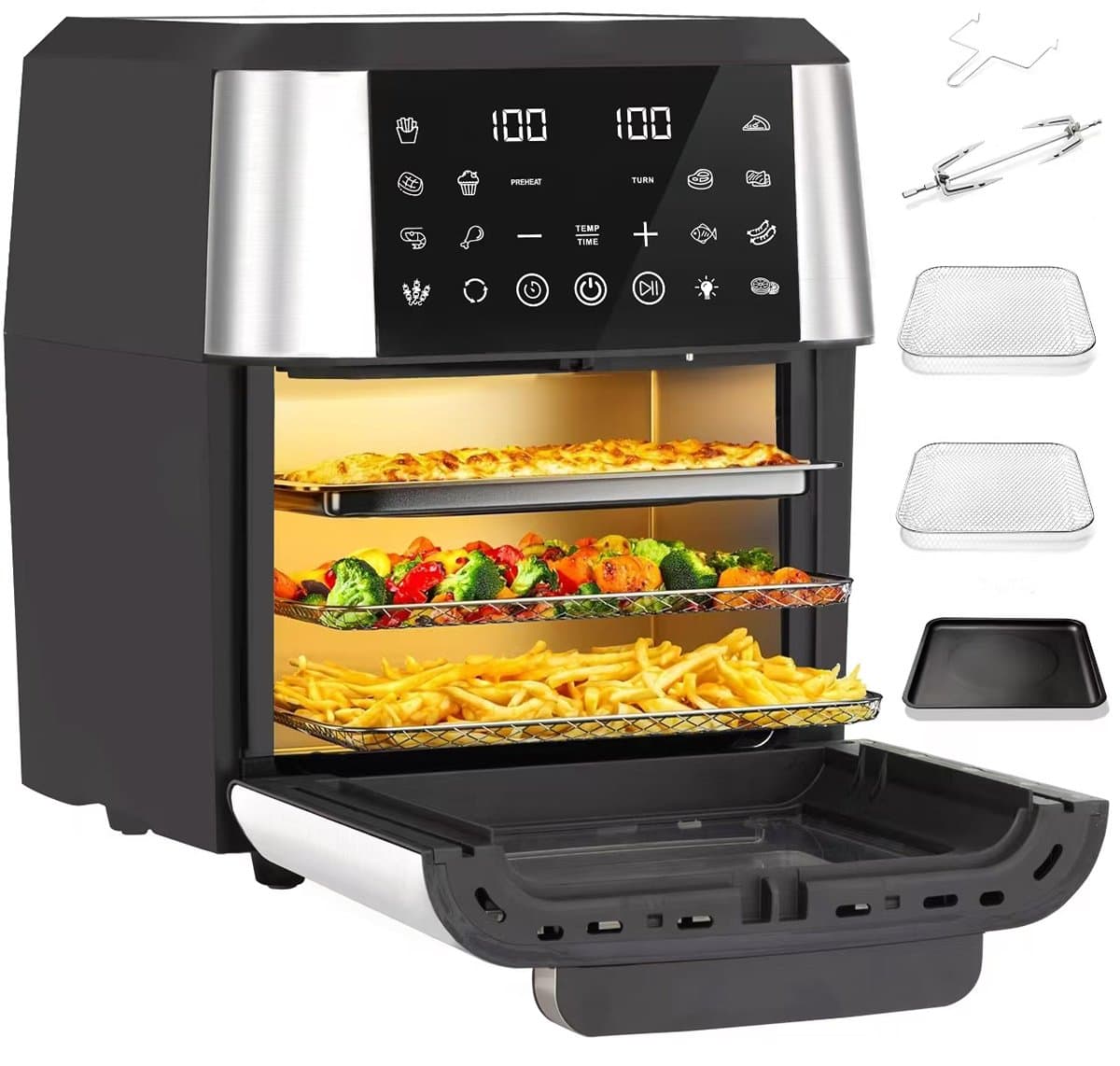 Sinaopus XL Airfryer & Mini Oven in één – 11L Extra Grote Capaciteit – Inclusief 4 Accessoires – 12 Voorgeprogrammeerde Functies – LED Display – Makkelijk te Reinigen — afbeelding 1
