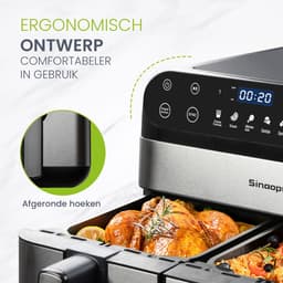 Digitale Airfryer XXL 11L 920 – Heteluchtfriteuse met Dubbele Mand en DualMand Onafhankelijke Snelle Opwarming – Voor Gezinnen – 8 Programma’s – LED Touchscreen – Kijkvenster – Makkelijk te Reinigen – Capaciteit voor 10 Personen — thumbnail 4