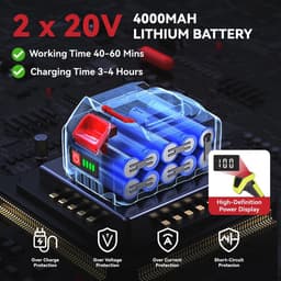 Accugrasmaaier met 2 x 4,0 Ah accu - Borstelloos, digitaal LED-display, telescoopsteel en draaibare kop — thumbnail 3
