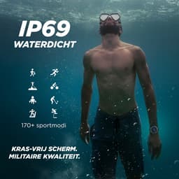 Royal Empire GPS Smartwatch - Smartwatch Heren - 1.43" AMOLED - Sport Horloge - Belfunctie - 5ATM Waterdicht - 170+ Sportmodi - Hartslag & SpO2 - Stappenteller - RVS & TPU Bandje - Geschikt voor alle Smartphones - Zwart — thumbnail 3