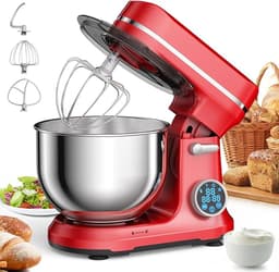 Traumheim® XS-001 5L Standmixer, 1200W keukenmachine, OLED digitaal display, elektrische keukenmachines met 3 accessoires en kom, blender (rood) — thumbnail 1