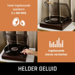 Lenco Platenspeler met Bluetooth - Twee ingebouwde Speakers en AT3600L Cartridge - LS-15WD - Hout — thumbnail 3