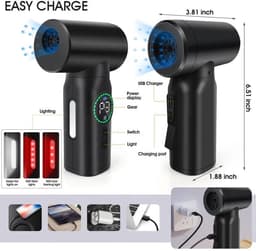 Musson - 2 In 1 Uitklapbare En Opzuigbare - Draadloze Blower - Computer - Auto Reiniger - Met Luchtstofdoek Functie - 7500mAh - 100W - Mini Stofzuiger - Multifunctioneelblazer - Stof blazen - lucht pompen - opblazen - BBQ Blazer - Kantoorstofzuiger — thumbnail 2