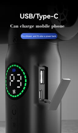 Musson - 2 In 1 Uitklapbare En Opzuigbare - Draadloze Blower - Computer - Auto Reiniger - Met Luchtstofdoek Functie - 7500mAh - 100W - Mini Stofzuiger - Multifunctioneelblazer - Stof blazen - lucht pompen - opblazen - BBQ Blazer - Kantoorstofzuiger — thumbnail 4