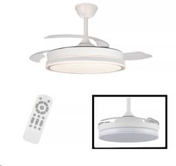 CristalRecord - Plafondventilator Supereco - doorsnede 106 cm – uitklapbare bladen – remote control – dimbaar en kleurenwissel - wit — thumbnail 1