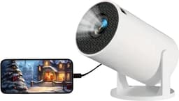 Mini Beamer Draagbaar 2025 - Alles-in-één Smart TV Projector - Android 11.0 - WiFi 6 & Bluetooth 5.2 - 4k Beeldkwaliteit - Wit - Lumen - Home Cinema - Dollssbeauty — thumbnail 1