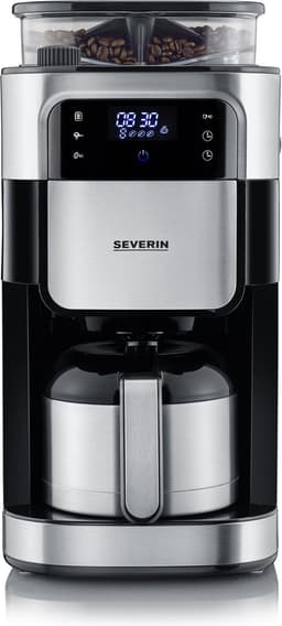 Severin KA 4814 Filter Koffiezetapparaat met bonenmaler - Hoogwaardige thermoskan - Extra stille werking - Zwart / Rvs — thumbnail 1