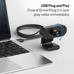 Webcam voor PC en Laptop met Ruisvrije Microfoon 1080P Zwart HD Pro - Camera met Microfoon - Windows en Mac - 1080P - 2MP - Plug and Play - USB 2.0 - Automatische Lichtcorrectie — thumbnail 3