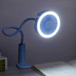 DrPhone Huasa Clip-On Tafelventilator met LED-Lamp – Flexibele Hals – Oplaadbaar – 1500 mAh – Wit — thumbnail 5