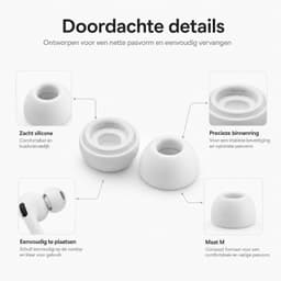 Oordopjes Voor AirPods Pro - 5 Paar - M - Ear Tips Vervanging Voor AirPods Pro - Voor AirPods Pro Gen 1 en 2 - Wit — thumbnail 4