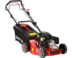 YATO YT-85507 Zelftrekkende Benzine Grasmaaier 48 cm - Loncin 196 cc (3.5 kW / 4.76 PK) - Met Aluminium Maaidek & Mulching - 55L Opvangzak - 8 Maaihoogtes - Verstelbare Handgreep