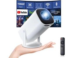 4K, Full HD, 1080p, draagbare projector met WiFi 6 en Bluetooth 5.4, autokeystone en handmatige scherpstelling, 180° draaibaar, compatibel met iOS/Android/HDMI/TV Stick/laptop/pc